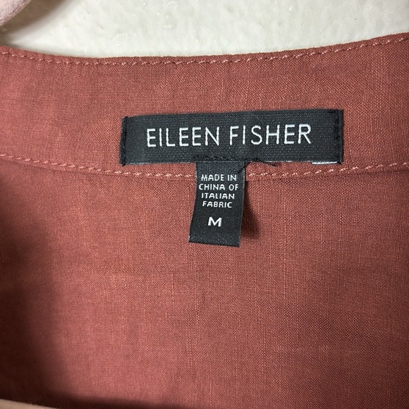 Eileen Fisher Linen Blend Button Down Shirt Jacket Rusty Brown Size М - Picture 3 of 9